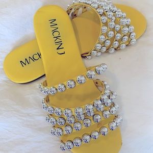 Yellow silver studded sandles